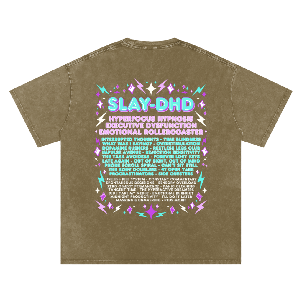 SLAY-DHD | Oversized Washed Tee | Army