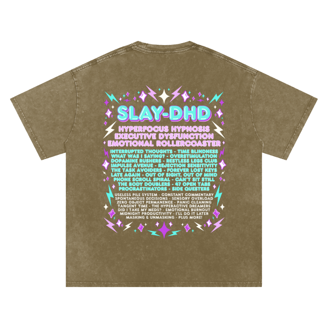 SLAY-DHD | Oversized Washed Tee | Army