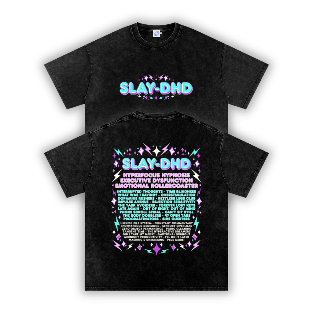 SLAY-DHD | Oversized Washed Tee | Black