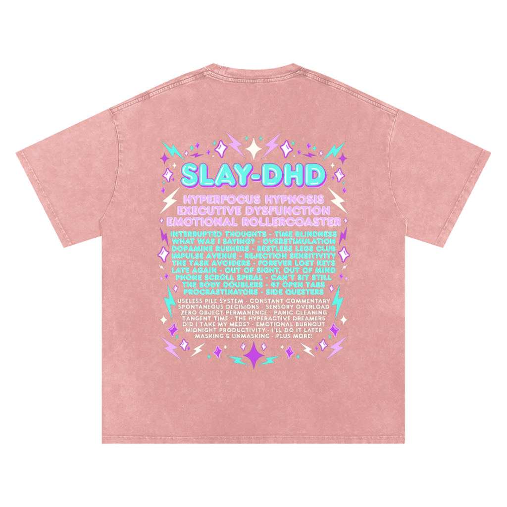 SLAY-DHD | Oversized Washed Tee | Blush
