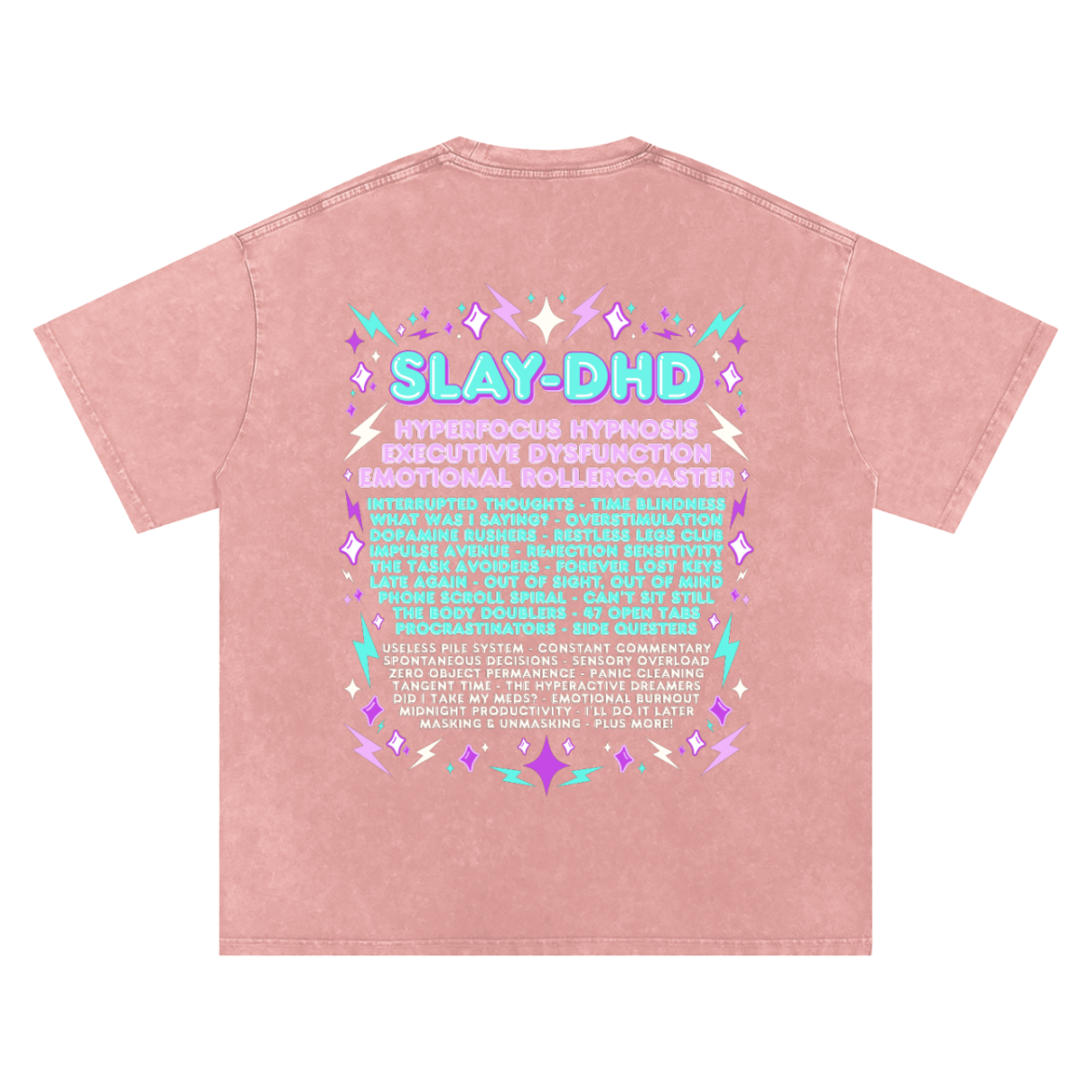 SLAY-DHD | Oversized Washed Tee | Blush