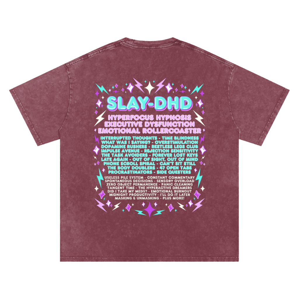 SLAY-DHD | Oversized Washed Tee | Brick