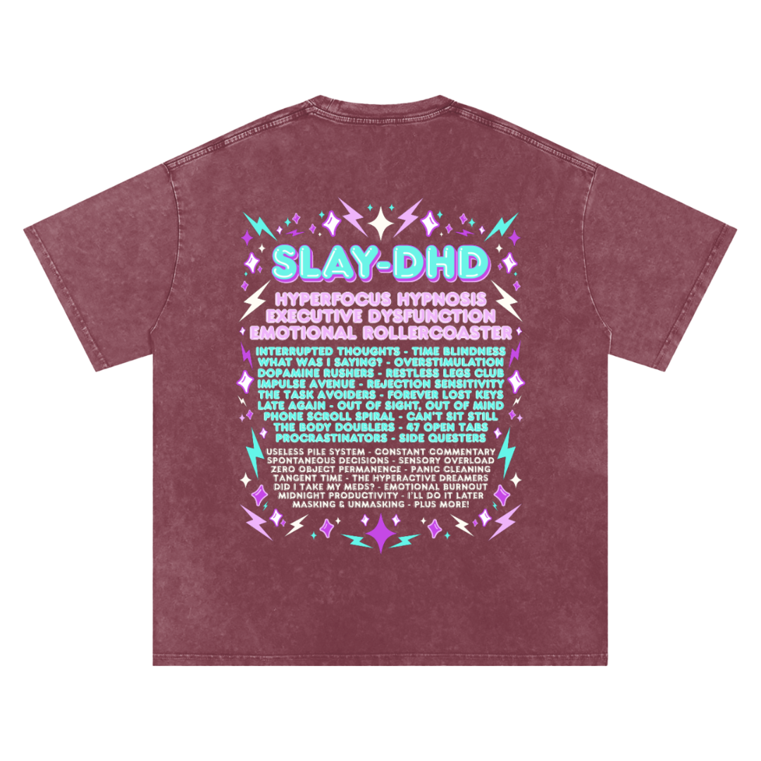 SLAY-DHD | Oversized Washed Tee | Brick