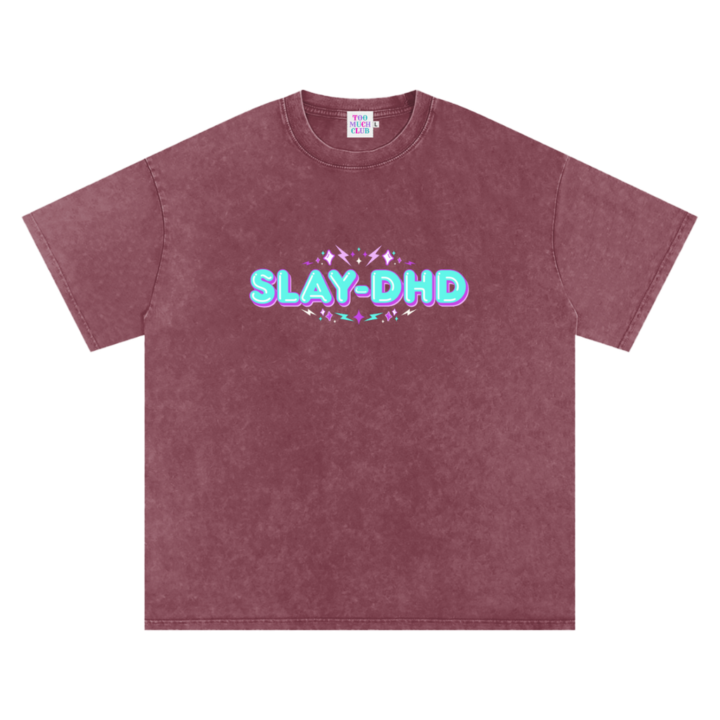SLAY-DHD | Oversized Washed Tee | Brick