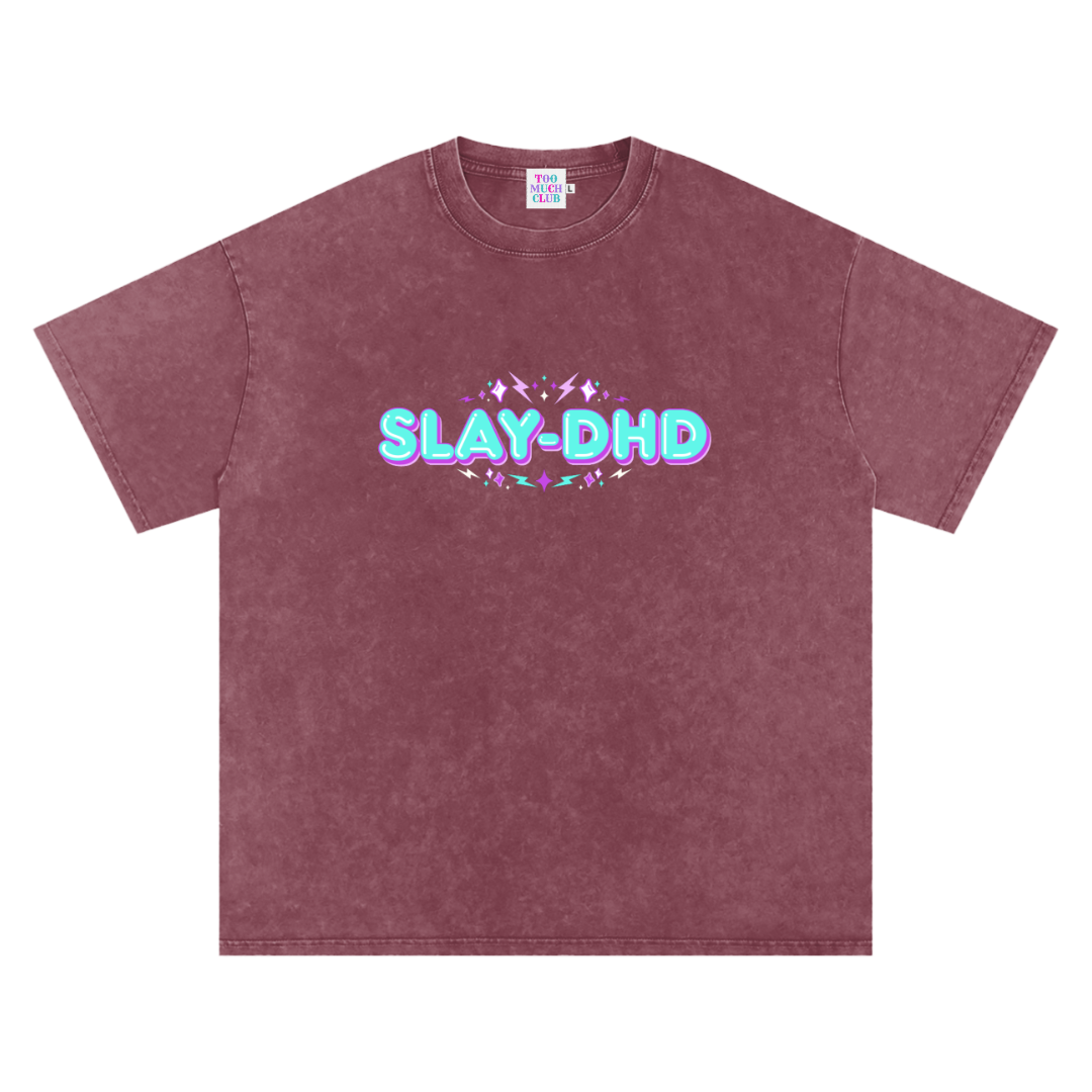 SLAY-DHD | Oversized Washed Tee | Brick