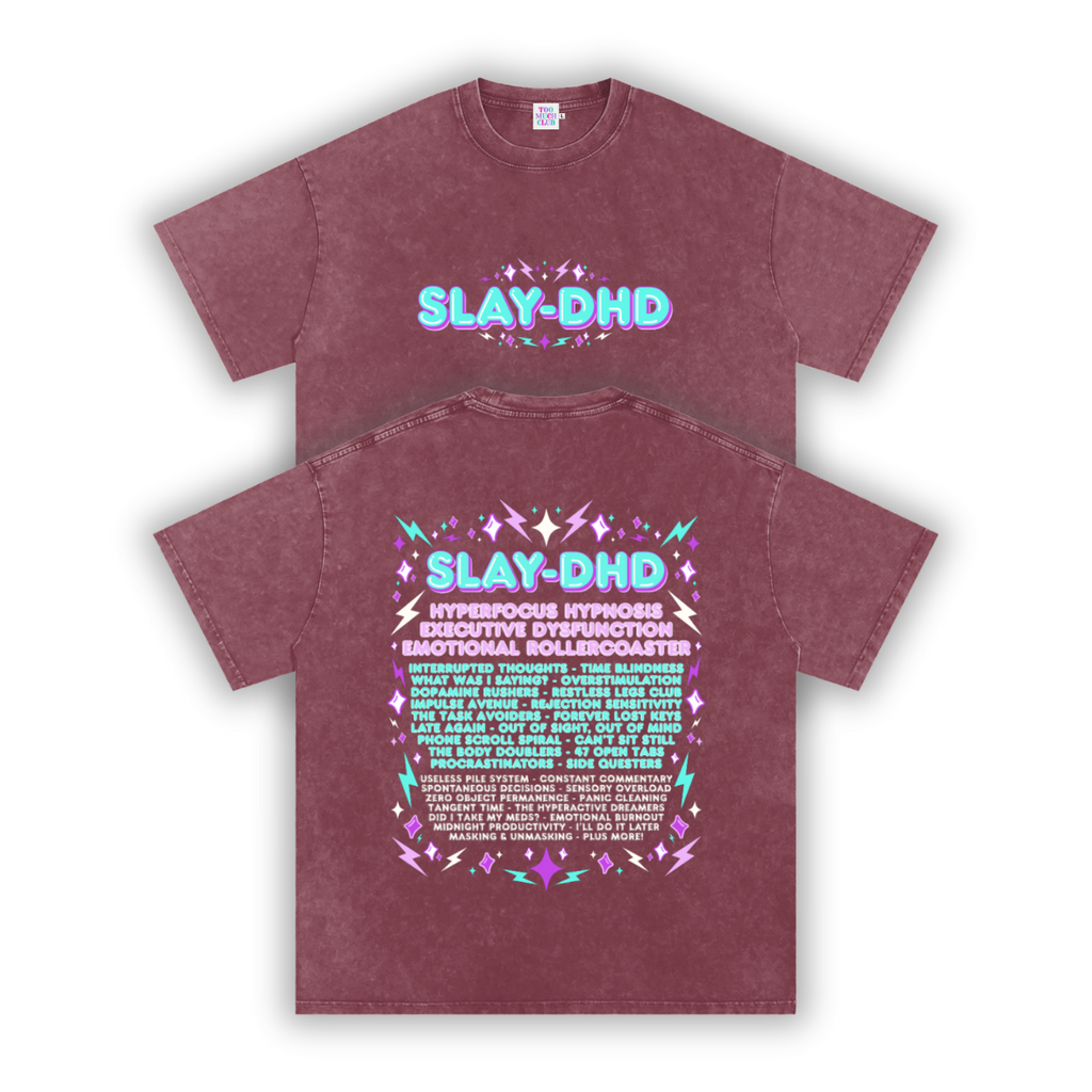 SLAY-DHD | Oversized Washed Tee | Brick