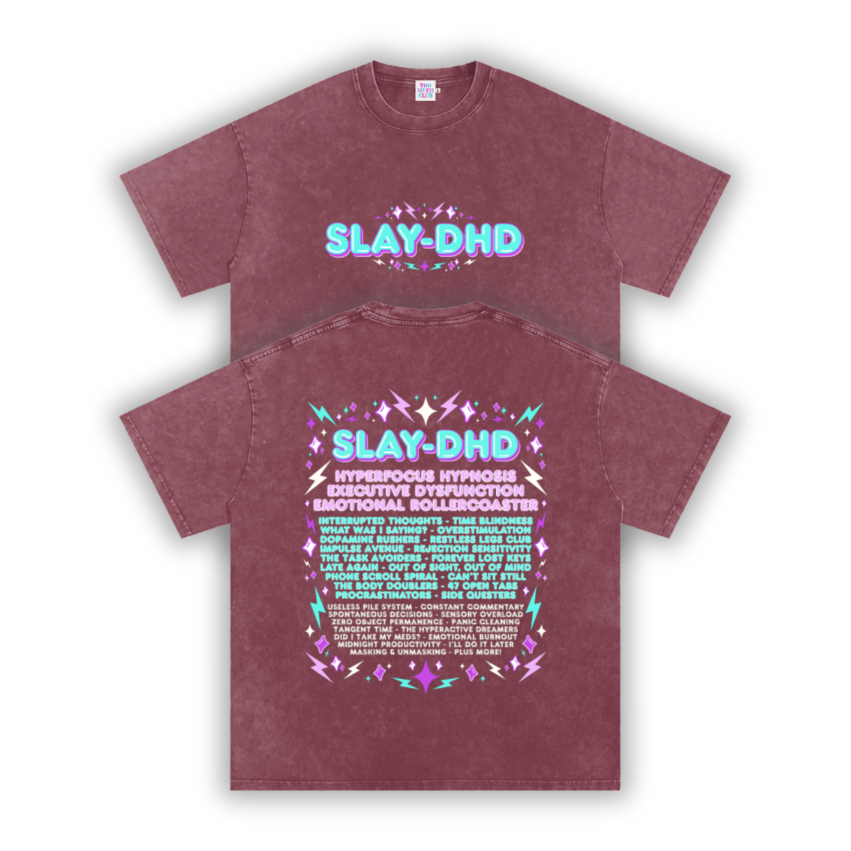 SLAY-DHD | Oversized Washed Tee | Brick