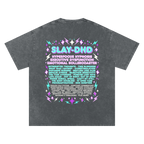 SLAY-DHD | Oversized Washed Tee | Charcoal