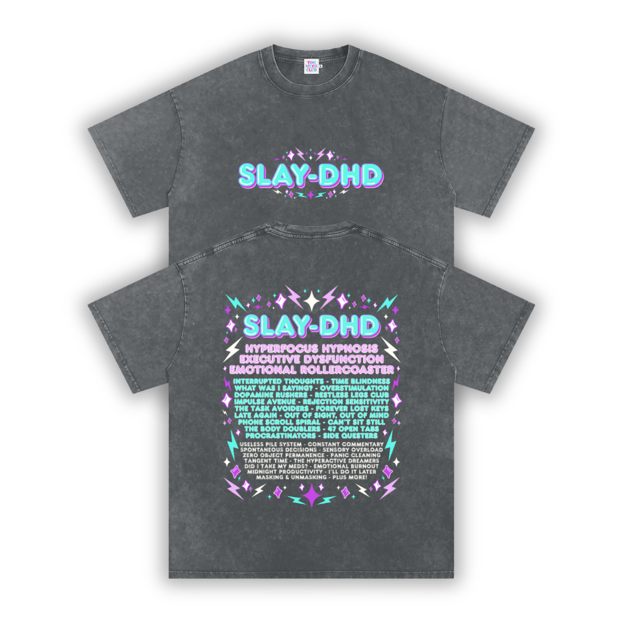 SLAY-DHD | Oversized Washed Tee | Charcoal