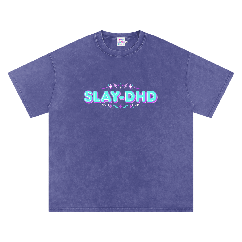 SLAY-DHD | Oversized Washed Tee | Indigo