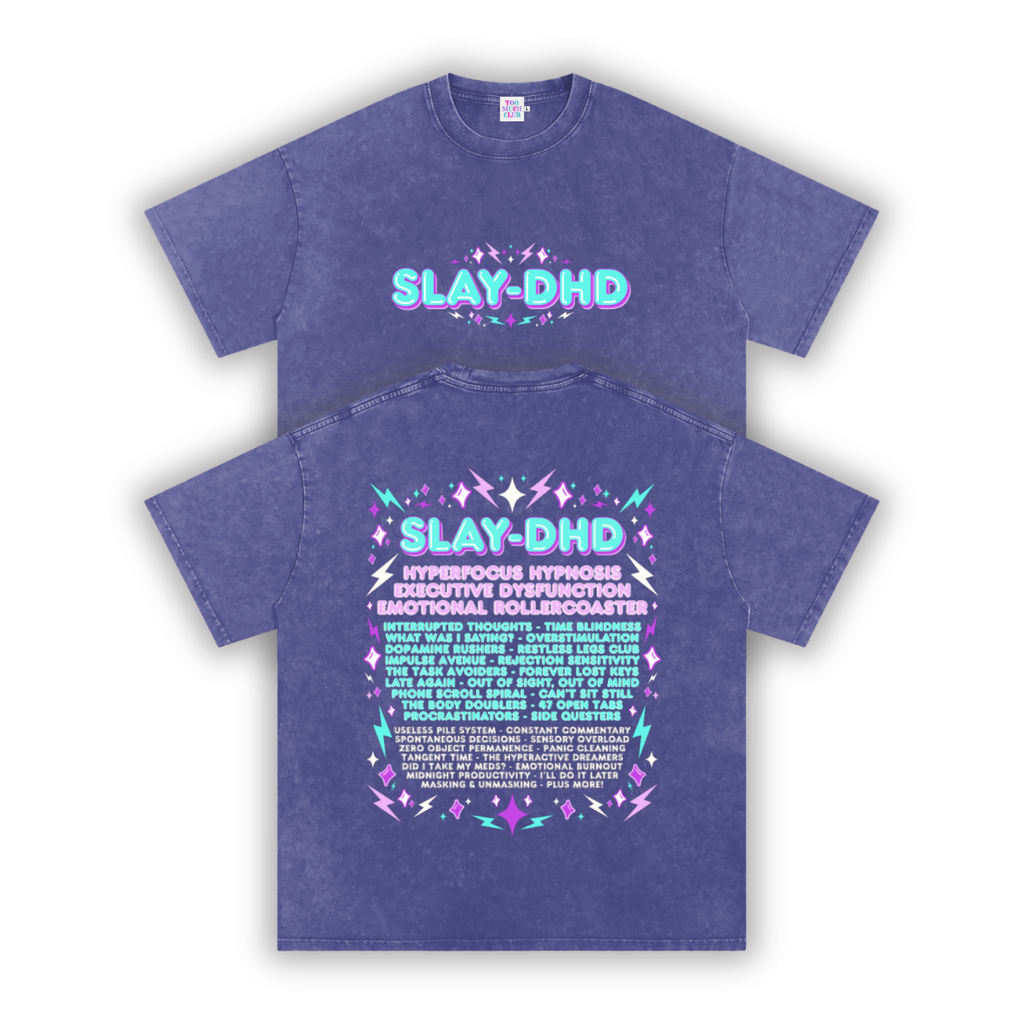 SLAY-DHD | Oversized Washed Tee | Indigo