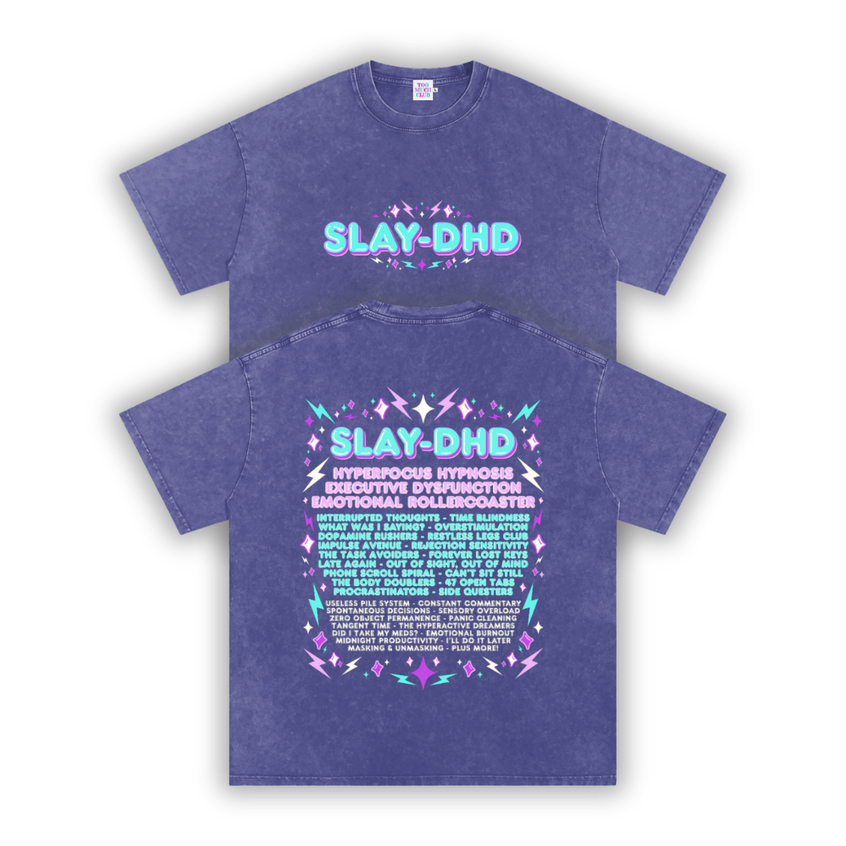 SLAY-DHD | Oversized Washed Tee | Indigo