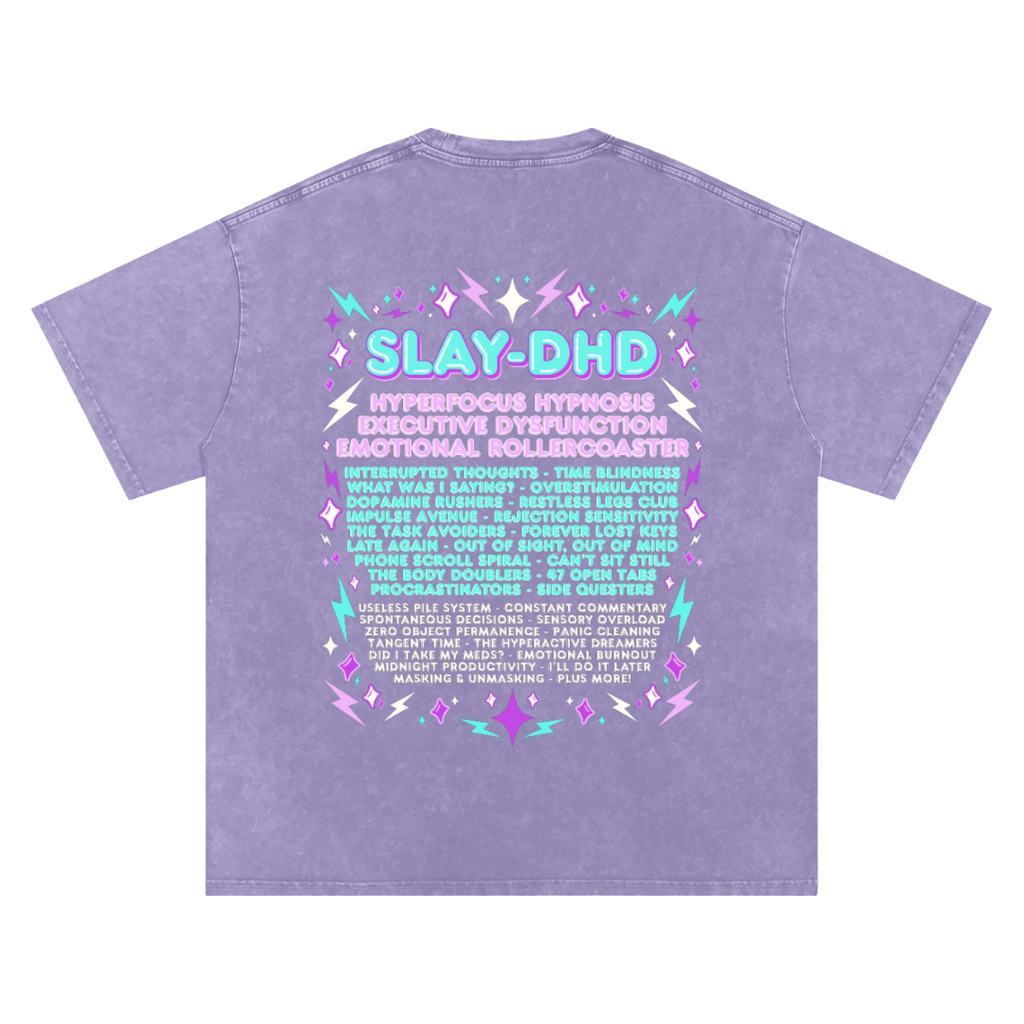 SLAY-DHD | Oversized Washed Tee | Lilac