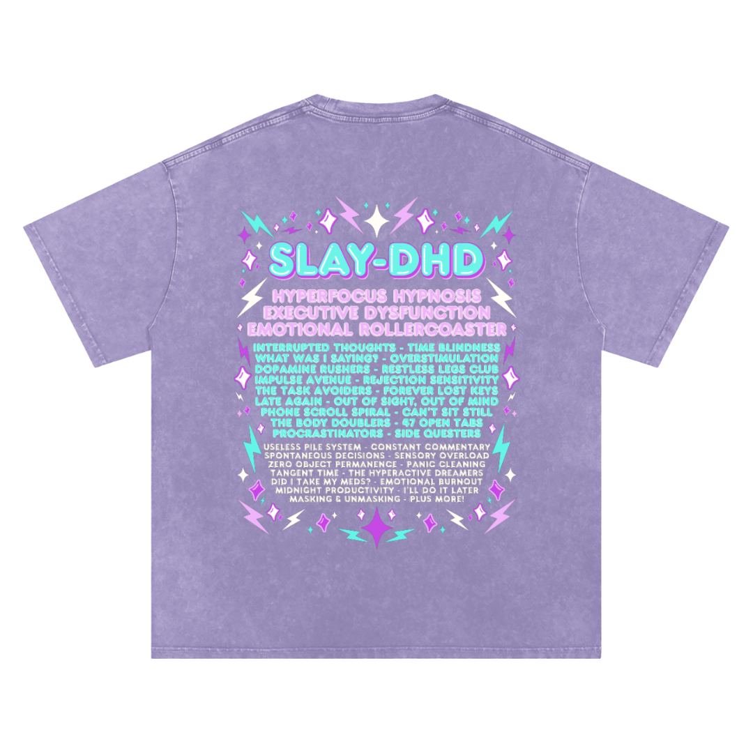SLAY-DHD | Oversized Washed Tee | Lilac