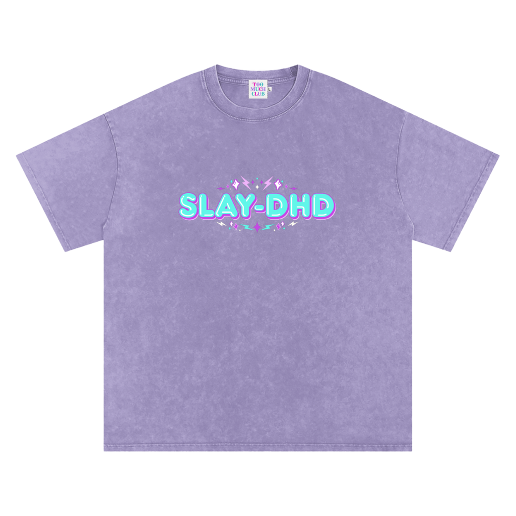 SLAY-DHD | Oversized Washed Tee | Lilac