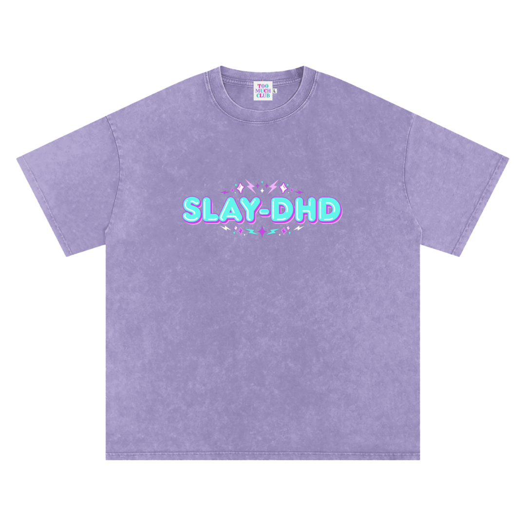 SLAY-DHD | Oversized Washed Tee | Lilac
