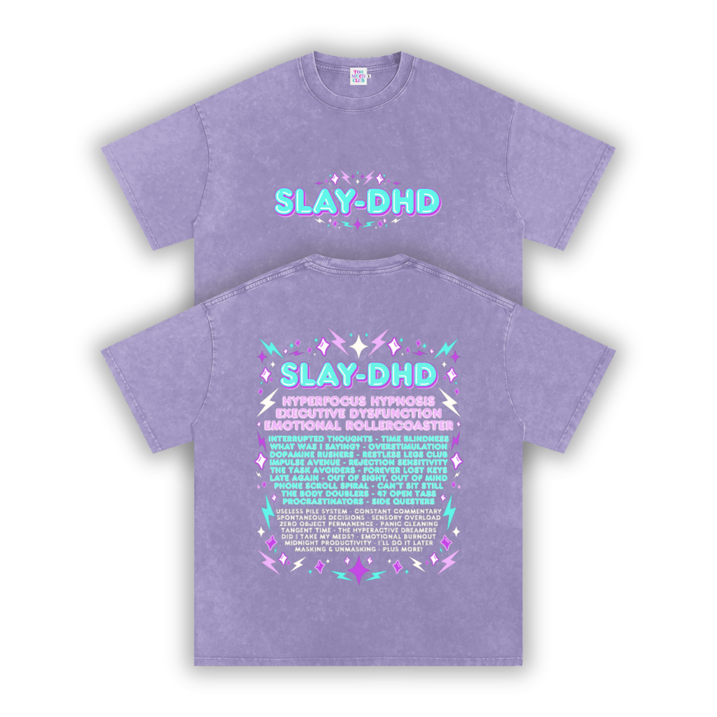 SLAY-DHD | Oversized Washed Tee | Lilac