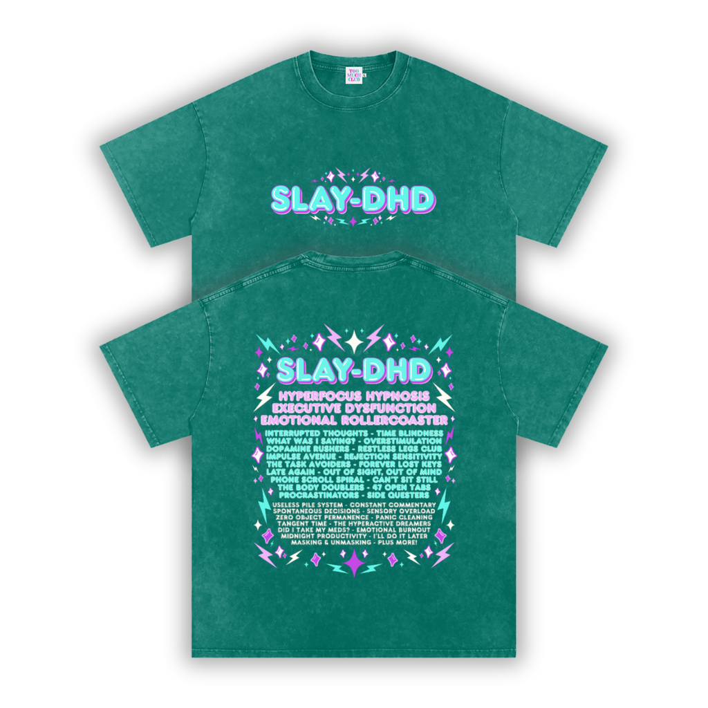 SLAY-DHD | Oversized Washed Tee | Moss