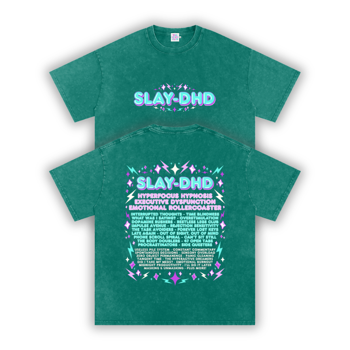 SLAY-DHD | Oversized Washed Tee | Moss