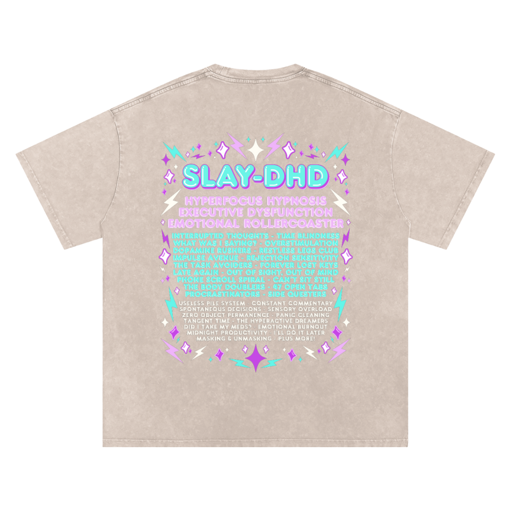SLAY-DHD | Oversized Washed Tee | Natural