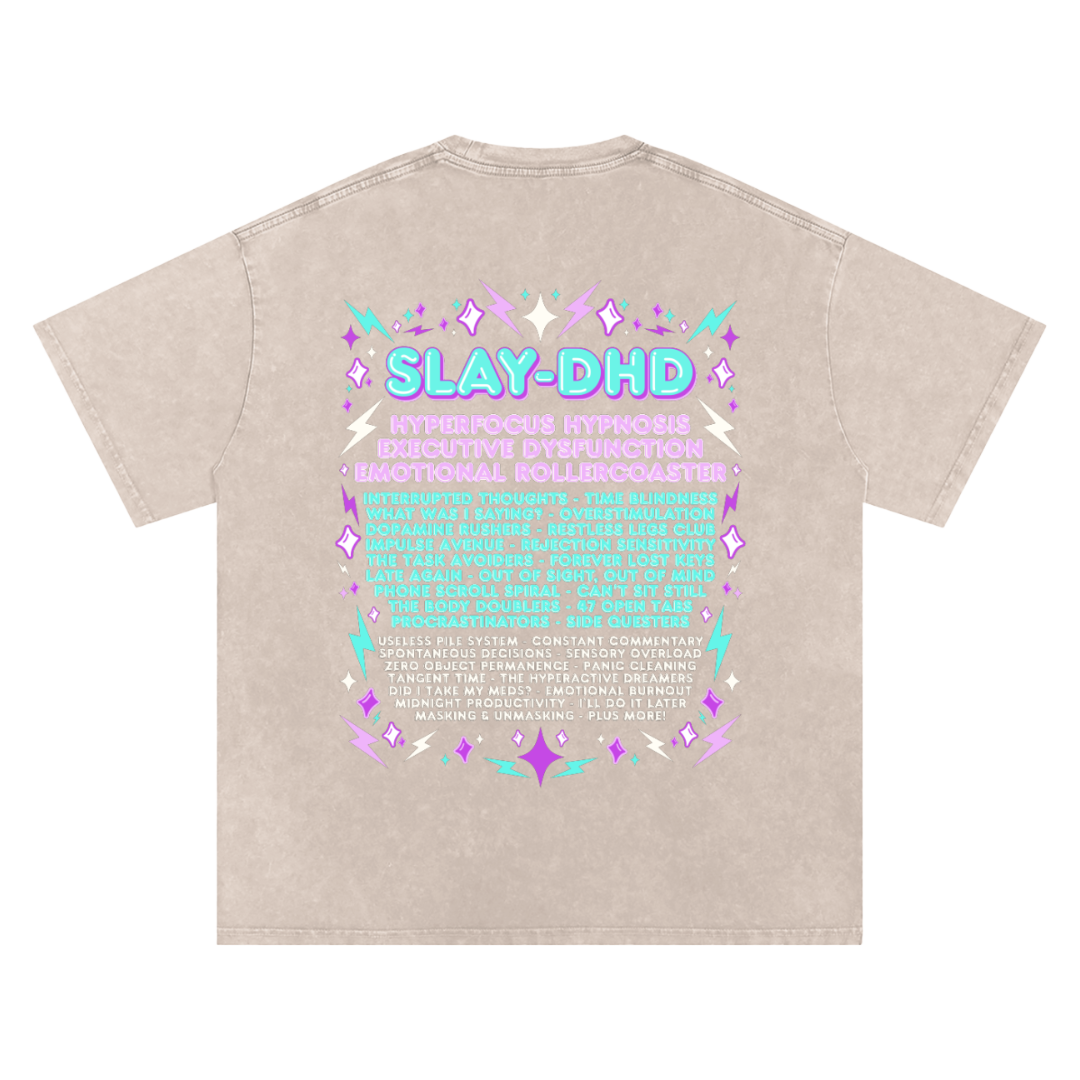 SLAY-DHD | Oversized Washed Tee | Natural