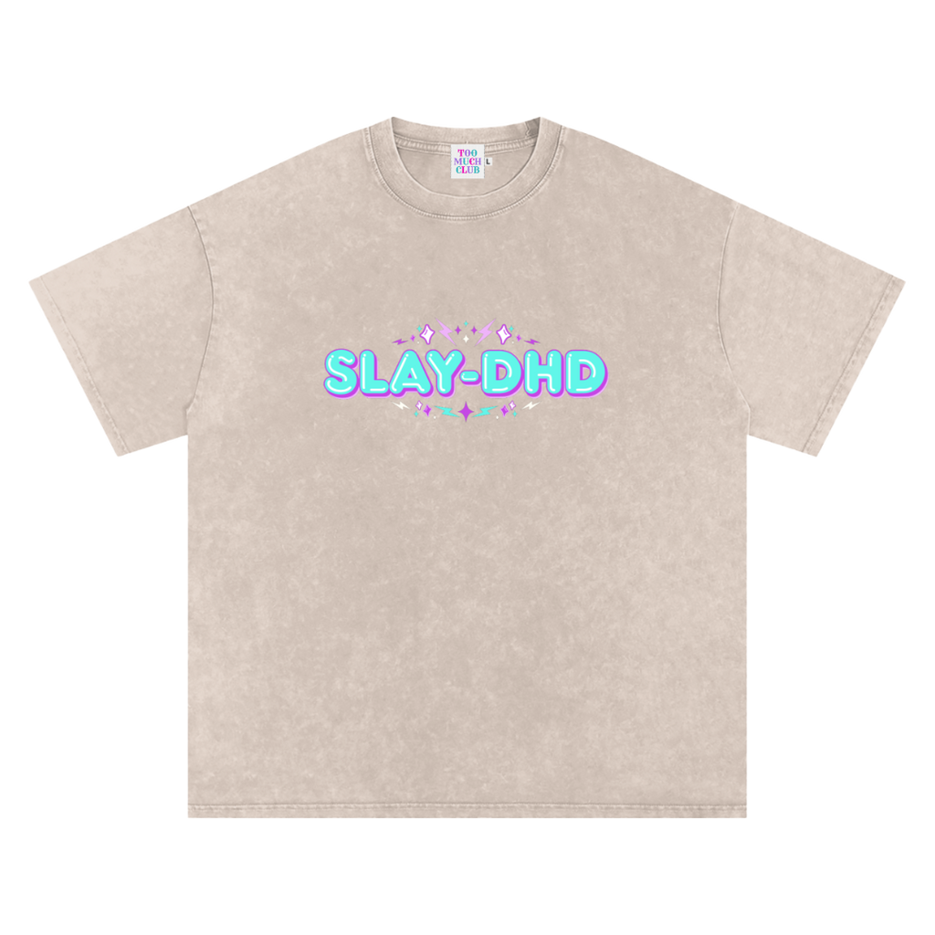 SLAY-DHD | Oversized Washed Tee | Natural