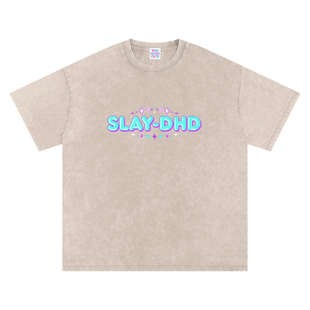 SLAY-DHD | Oversized Washed Tee | Natural
