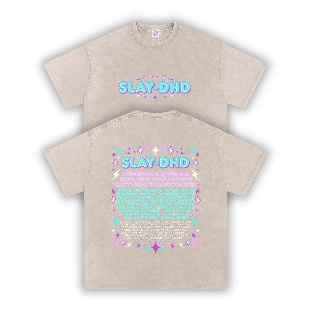 SLAY-DHD | Oversized Washed Tee | Natural