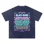 SLAY-DHD | Oversized Washed Tee | Navy