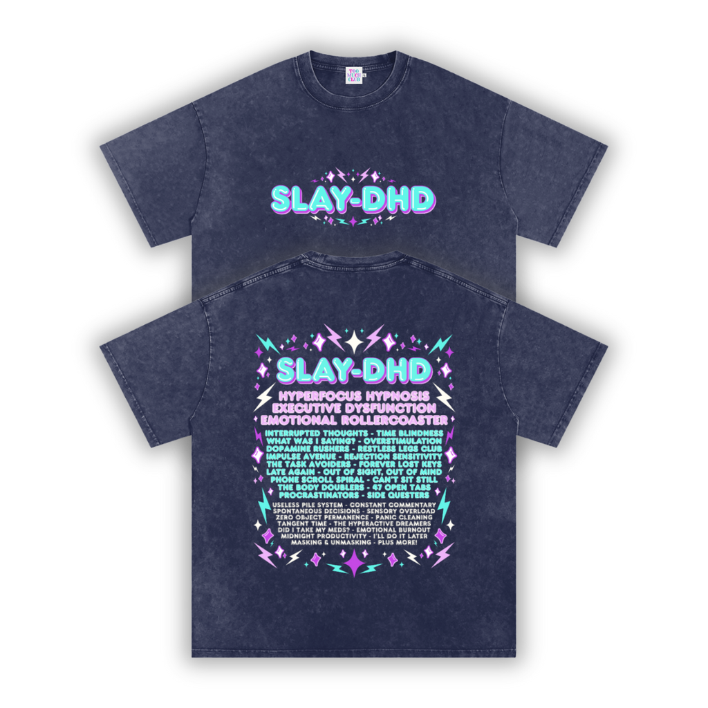 SLAY-DHD | Oversized Washed Tee | Navy