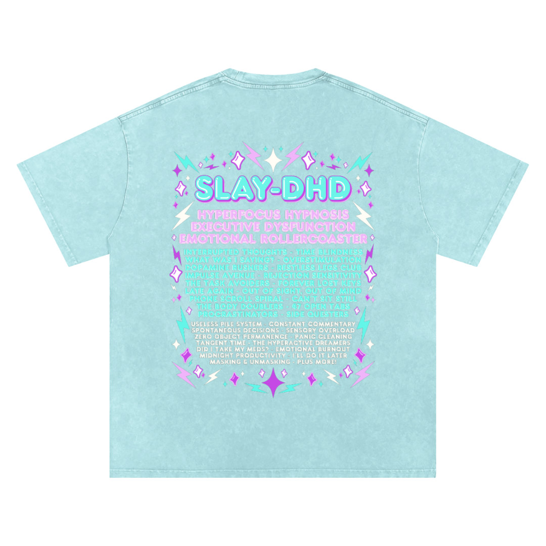 SLAY-DHD | Oversized Washed Tee | Ocean