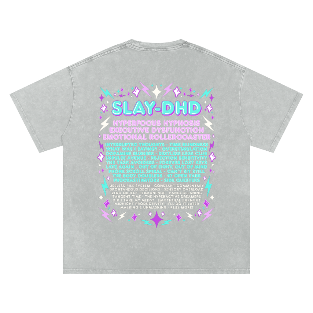 SLAY-DHD | Oversized Washed Tee | Platinum