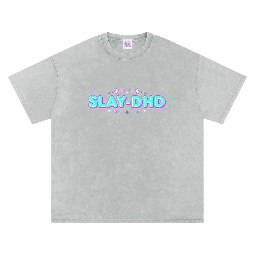 SLAY-DHD | Oversized Washed Tee | Platinum