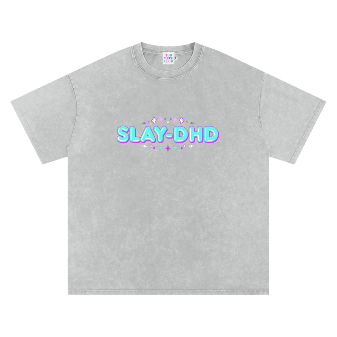 SLAY-DHD | Oversized Washed Tee | Platinum