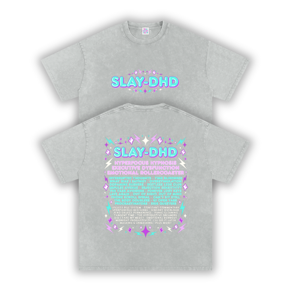 SLAY-DHD | Oversized Washed Tee | Platinum