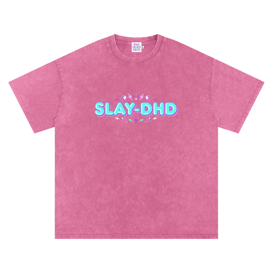 SLAY-DHD | Oversized Washed Tee | Rose
