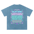 SLAY-DHD | Oversized Washed Tee | Denim