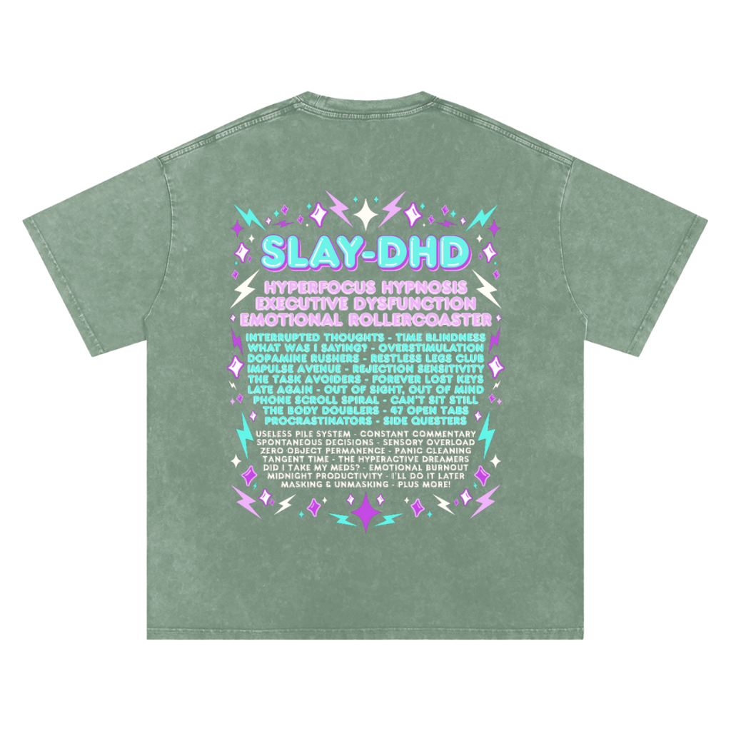 SLAY-DHD | Oversized Washed Tee | Sage