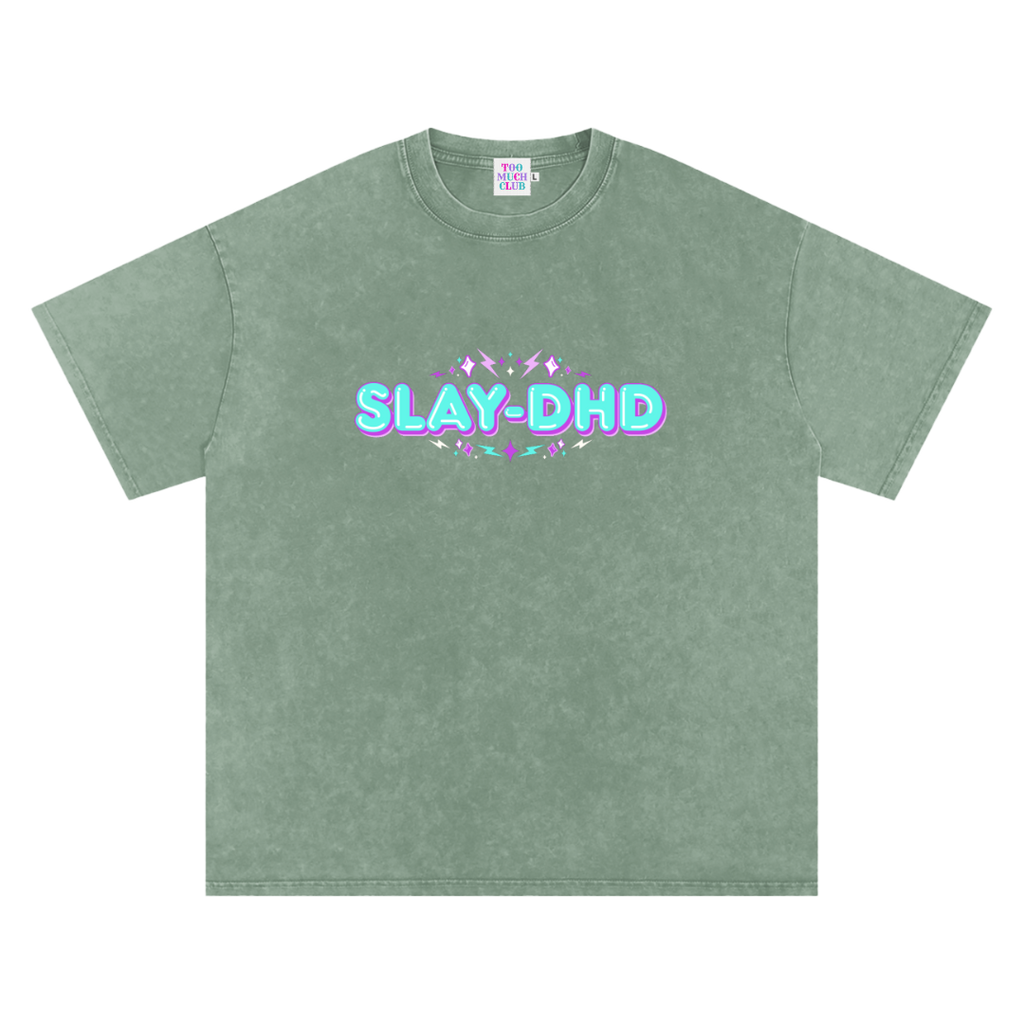 SLAY-DHD | Oversized Washed Tee | Sage